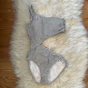 Striped cut out one piece